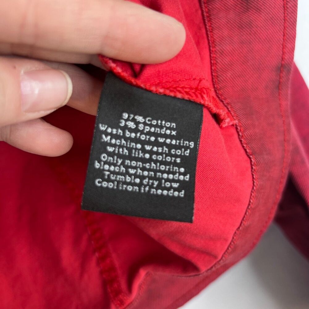 Rock & Republic Stonewash Red Moto Denim Jean Jacket Cropped Size MD Streetwear - Picture 9 of 10